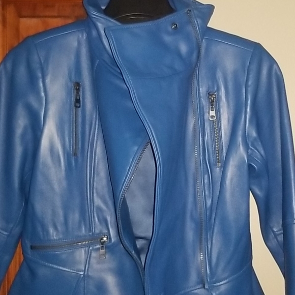 G.I.L.I blue leather jacket - Picture 2 of 8